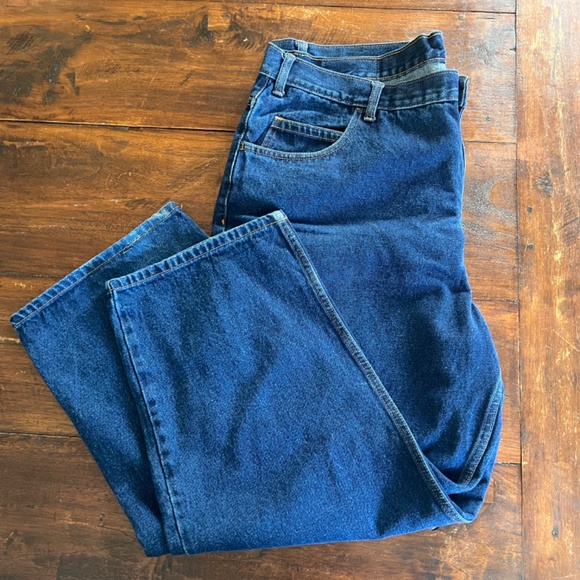 Men's CAT'S EYE Classic High Rise Straight Leg Dark Blue Denim Jeans 40x30 - Picture 3 of 6